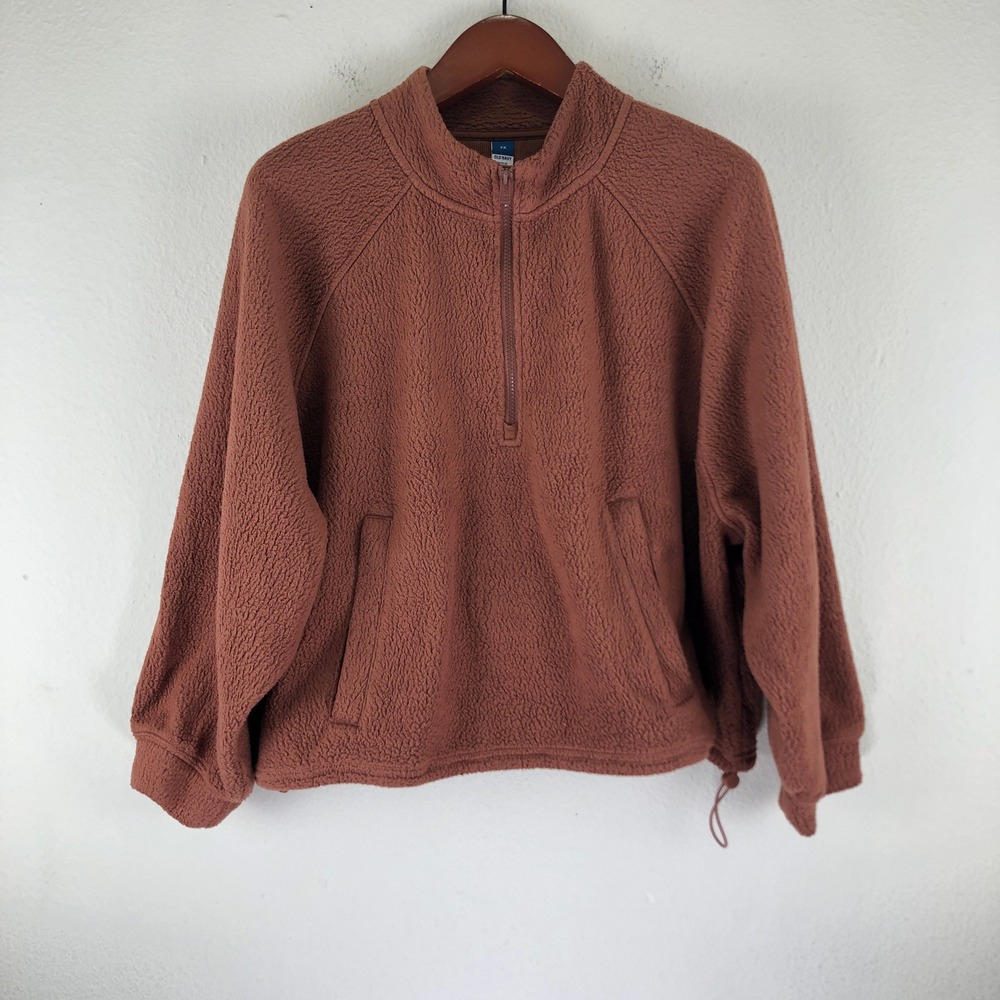 Cozy Mountain 2X Sherpa Fleece Quarter Zip Pullover Terracotta Brown Teddy Mocha